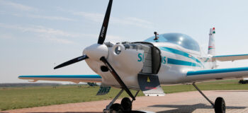 Electric aircraft sitting on the tarmac for inspection