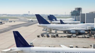 Airplanes loading at an airport