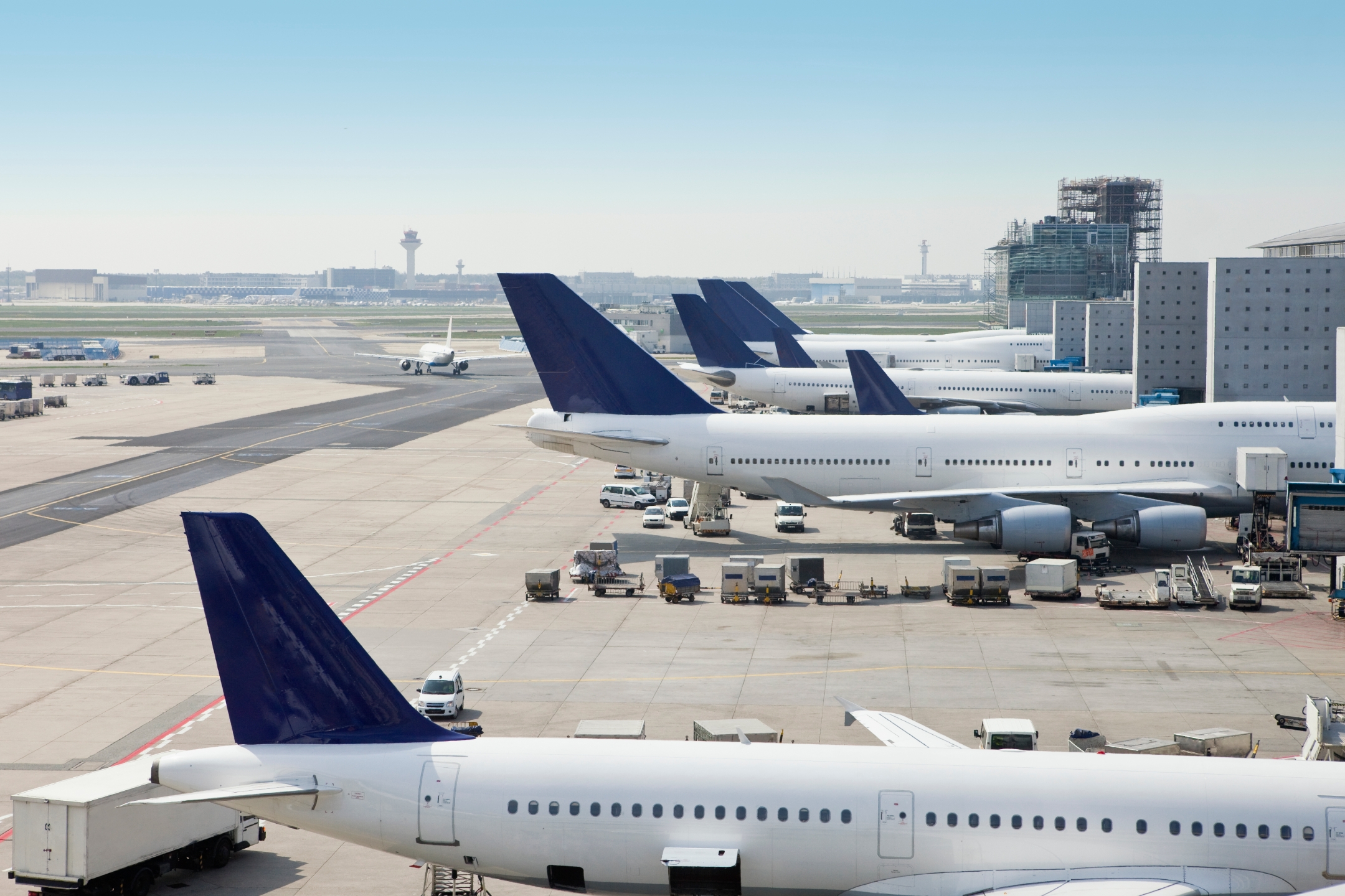 Airplanes loading at an airport