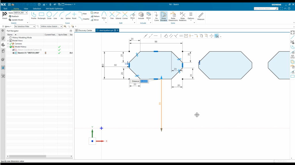 This image shows simultaneous pattern shape and patterning distance edits.