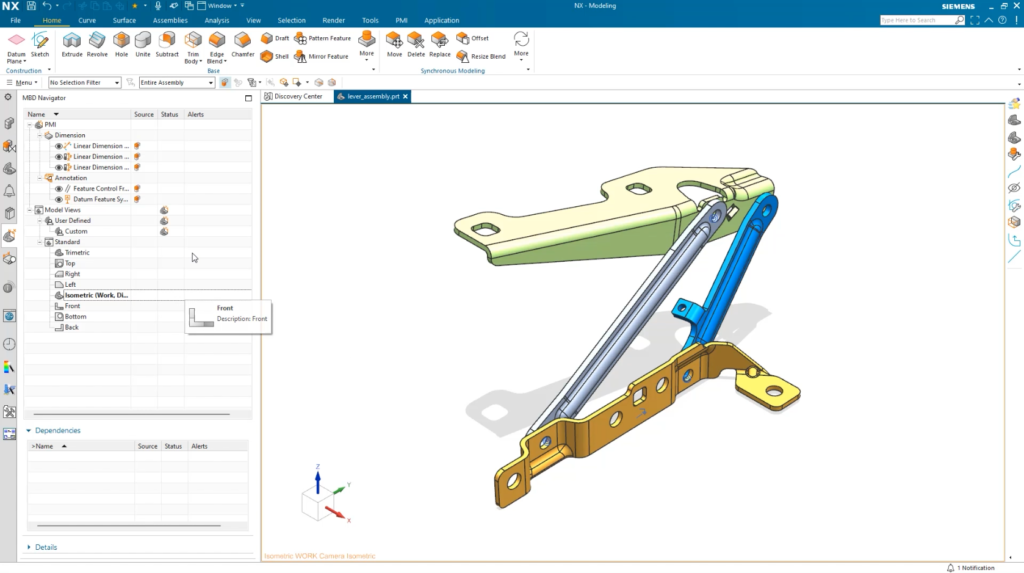 This image shows the layout of the MDB Navigator for finding component PMI