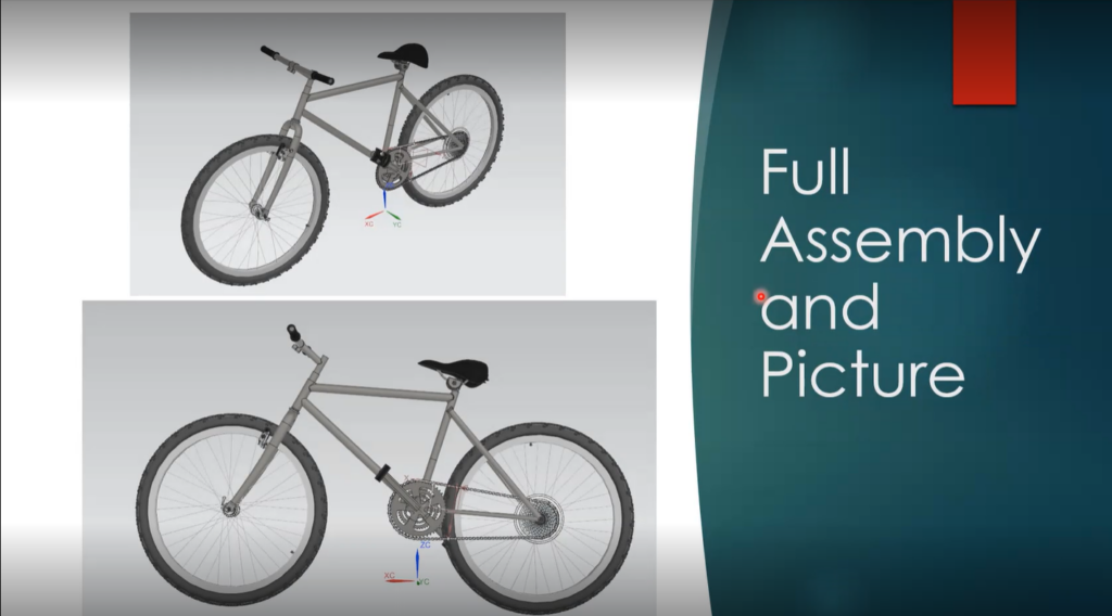 3D assembly of a Giant Iguana bike design in NX from two angles