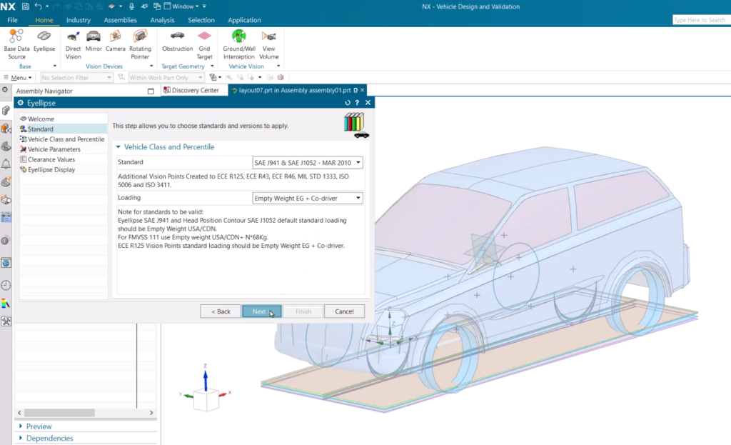 This image shows how to select an eyellipse for your specific vehicle