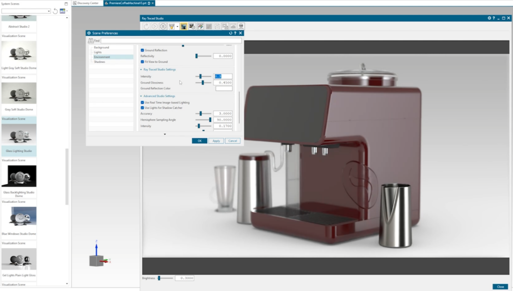 A screenshot showing NX's Ray Traced Studio