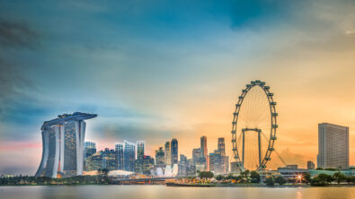 A photo of the Singapore skyline seen from water level. Sustaira recently expanded to APAC region with a presence in Singapore.