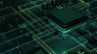 Visual of digitalization of data through semiconductor design process