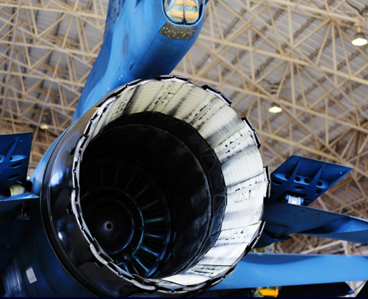 large airplane wind turbine closeup