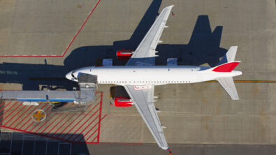 Airplane near terminal building of the airport