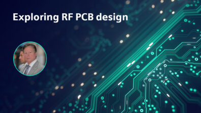 Image of a printed circuit board with text that says Exploring RF PCB design