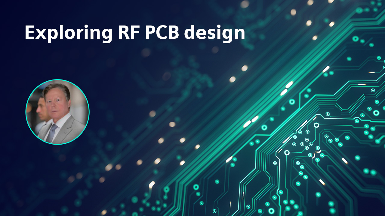 Image of a printed circuit board with text that says Exploring RF PCB design