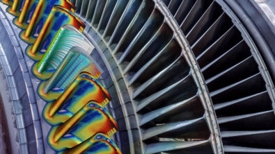 Close-up of turbine with digital overlay.