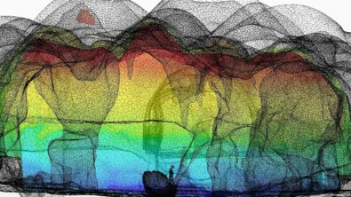 Simulated mining environment with range of colors.