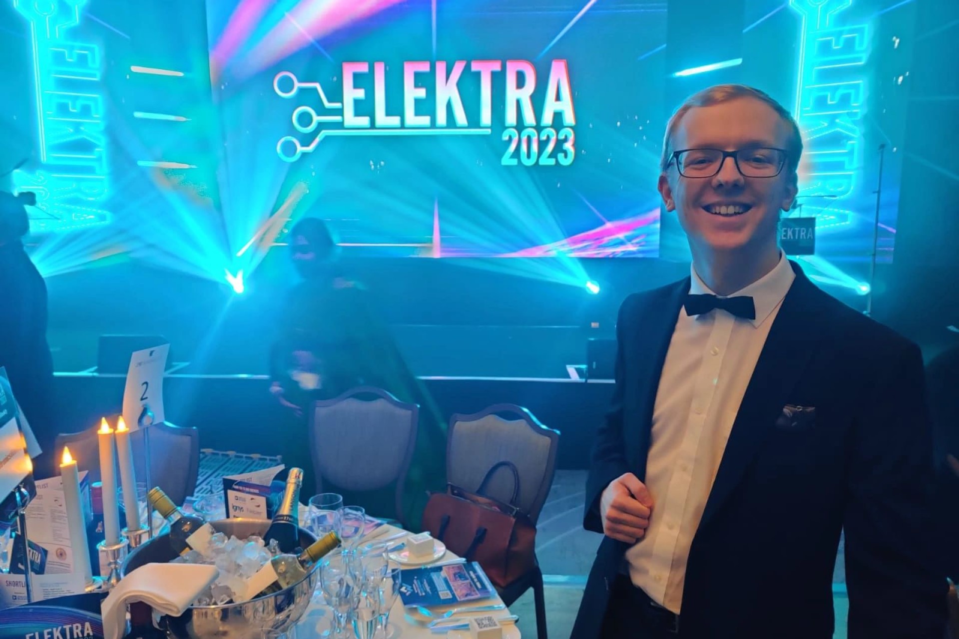 Picture of James Pickford at the Elektra awards banquet.