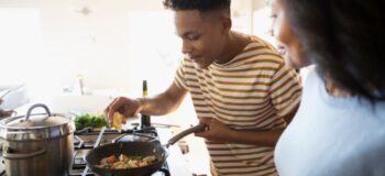 Cooking with a non-stick pan