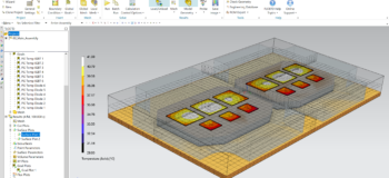 An insulated-gate bipolar transistor thermal simulation with Simcenter FLOEFD 2020.1, ready for a BCI-ROM extraction.