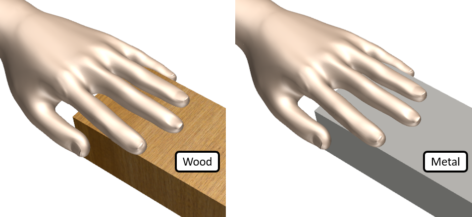 Hand touching Wood and Metal - Simcenter FLOEFD model