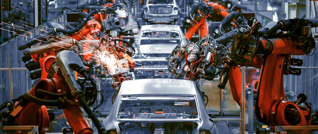 Robots are increasingly being used in production lines to increase efficiency and eliminate human error.
