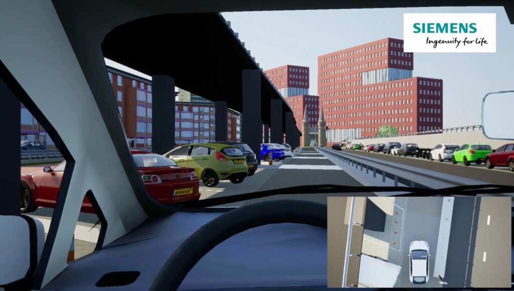 Virtual testing environment, modeled in Simcenter Prescan