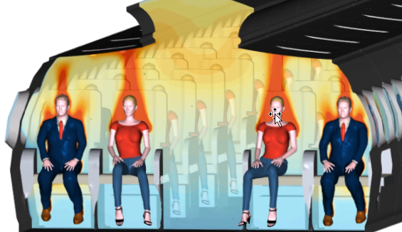 Simulation of passenger inside an aircraft cabin for improved thermal cabin comfort
