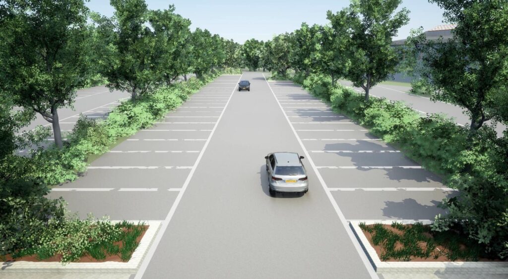 The digital twin of the parking lot.