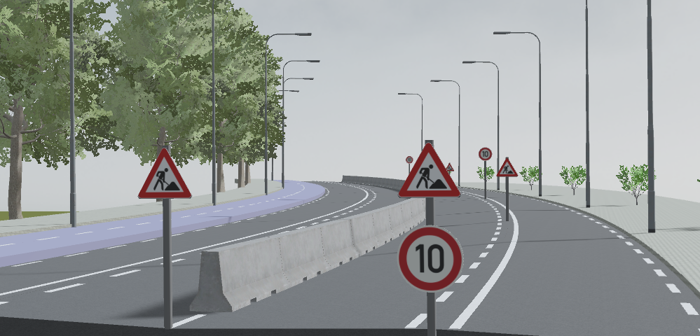 Imported OpenDRIVE road in Simcenter Prescan 2021.1