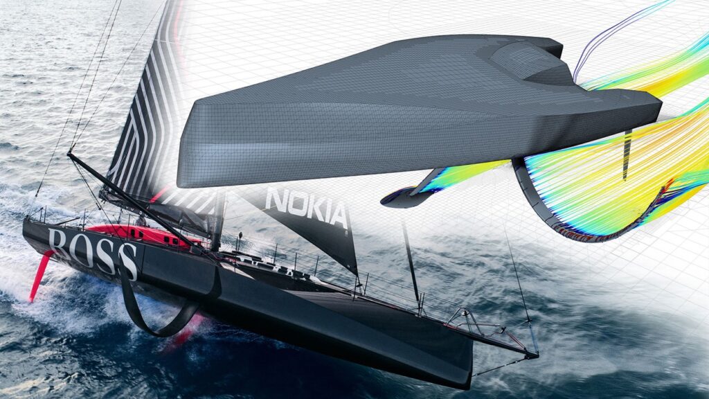 Cape Horn Engineering CFD simulation of Alex Thomson Racing HUGO BOSS yacht, looking at foil hydrodynamics