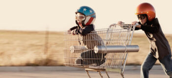 Kids playing in trolley