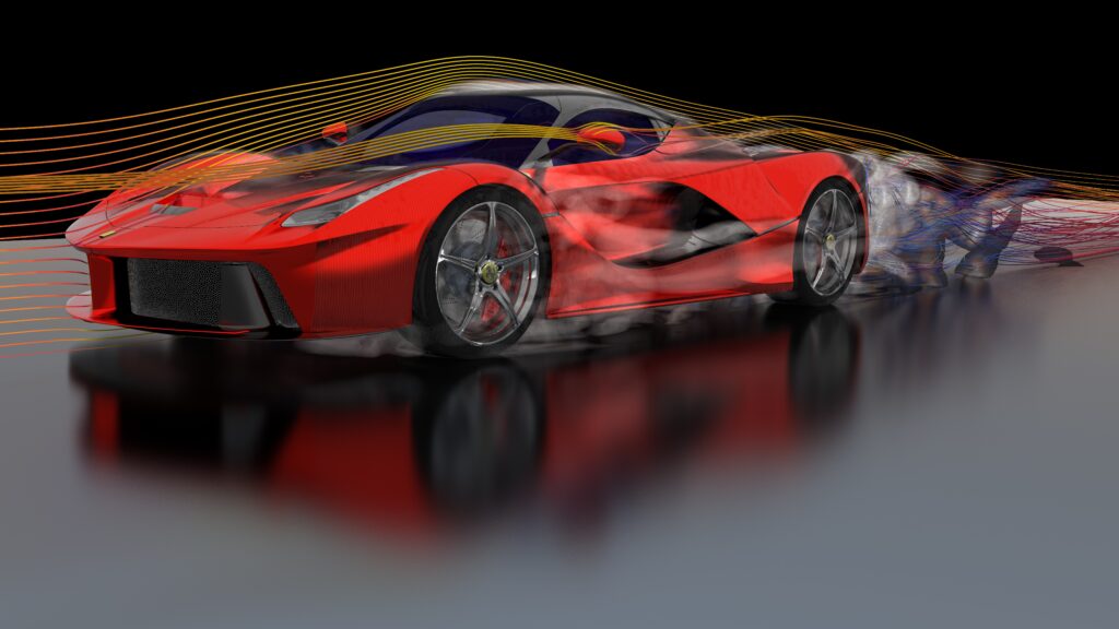 Vehicle aerodynamics CFD simulaiton of a supercar using steady state RANS. Fast yet accurate