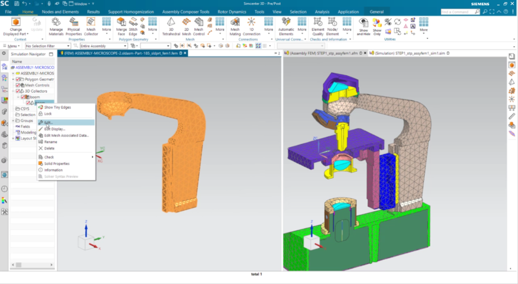 Use mutliple tabbed windows to view your FE assembly and individual FE components simultaneously