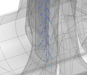 Fluid temperature of cooling holes as well as heat transfer results are readily available in the post-processing environment