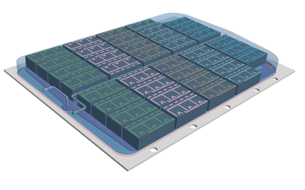 CAD geometry used in battery pack thermal simulations