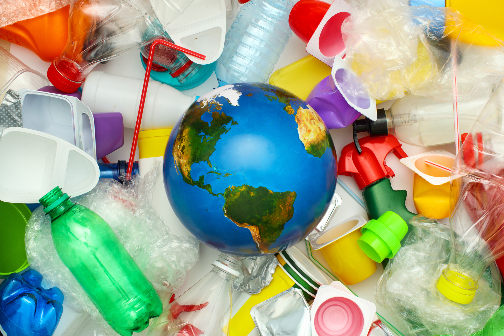 Plastic containers and globe