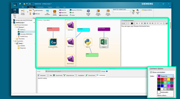 Workflow annotations in HEEDS 2022.1