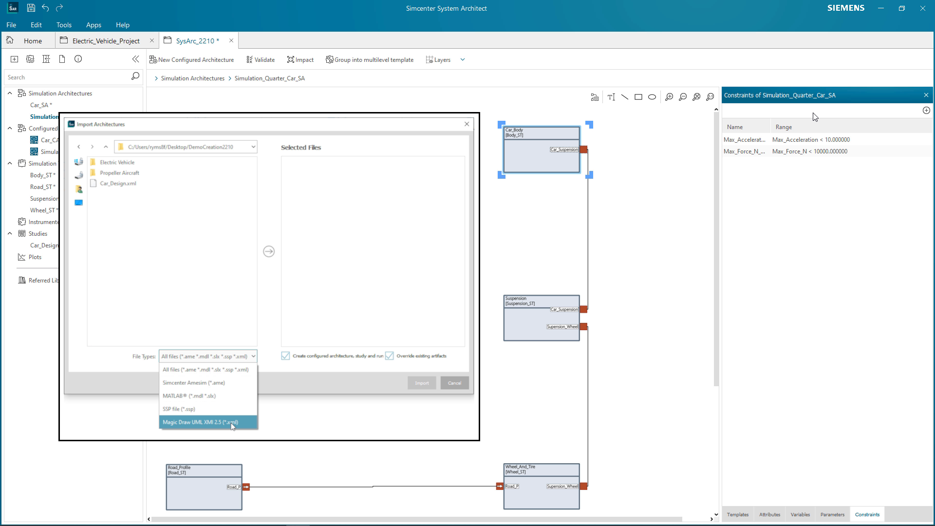Easy performance targeting process with Simcenter System Architect 2210