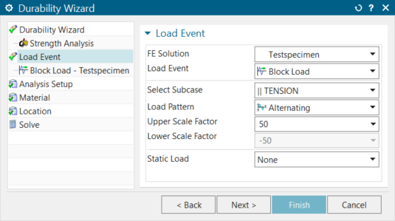 Simcenter 3D - Strength and fatigue wizard preselections 
