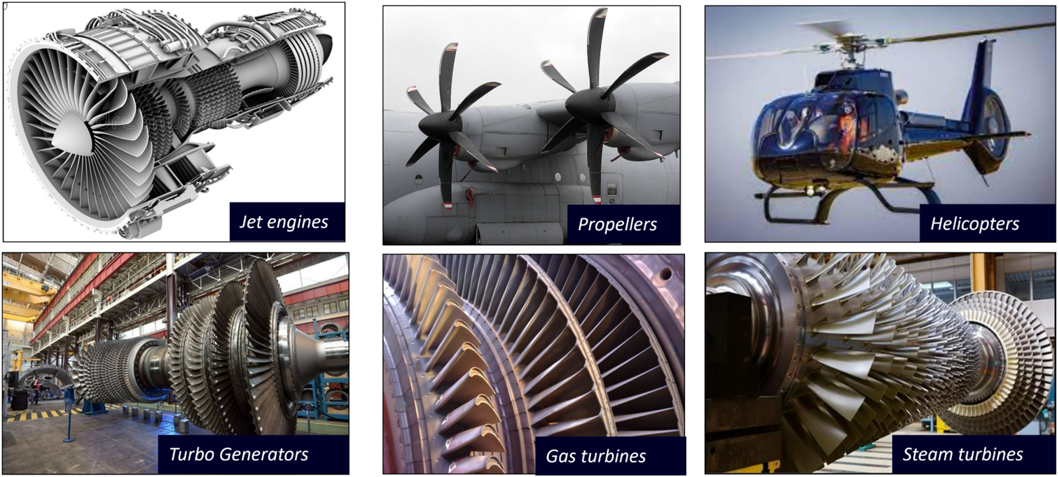 Common rotor bladed machines with cyclic symmetry