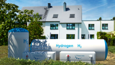 Hydrogen renewable energy production - hydrogen gas for clean electricity at private real estate home