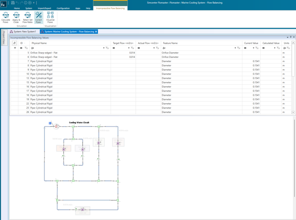 Simcenter Flomaster flow balancing
