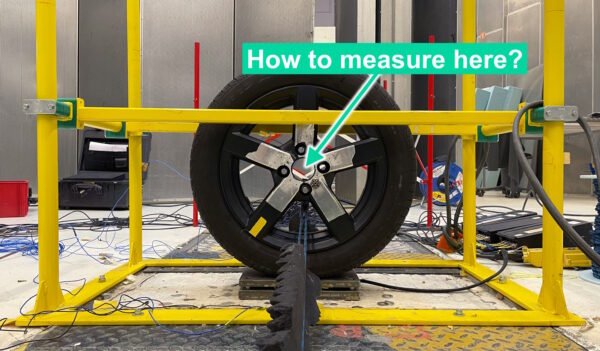 Test bench of a wheel with the unmeasurable center location of the wheel hub