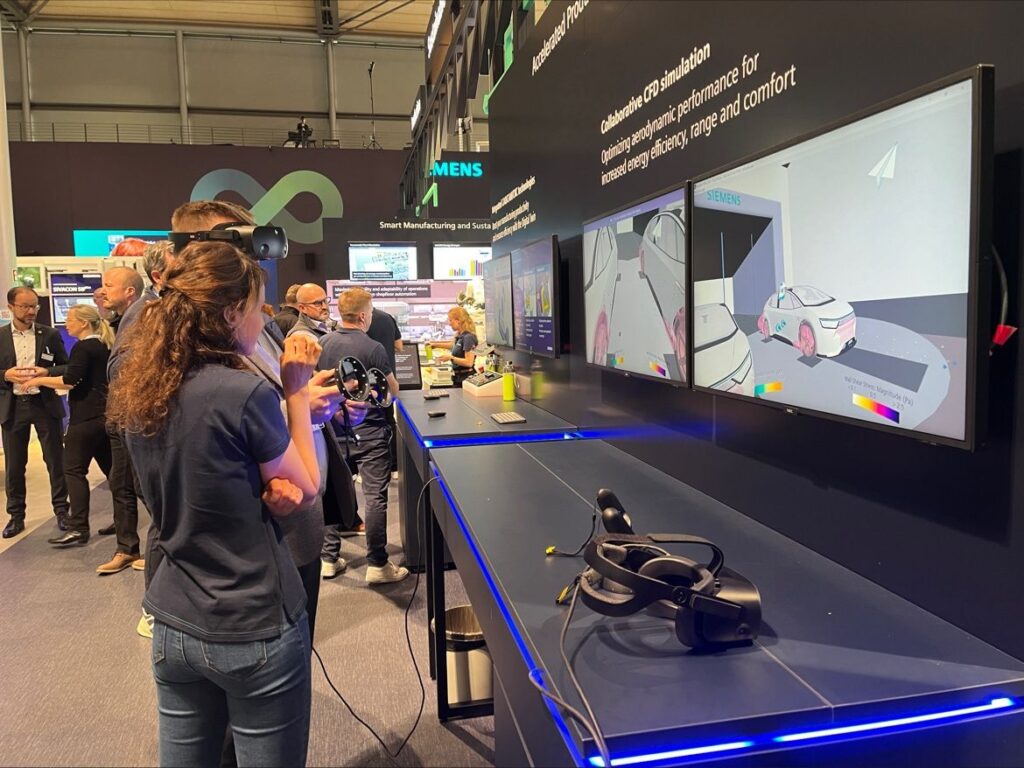 VR Goggles being tried at a show