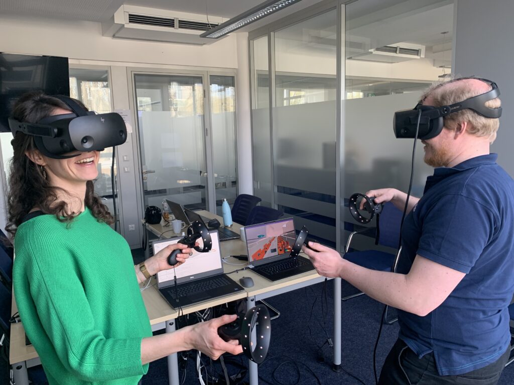 VR Goggles being tried at a show