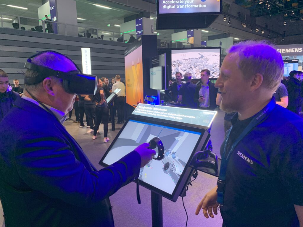 VR Goggles being tried at a show