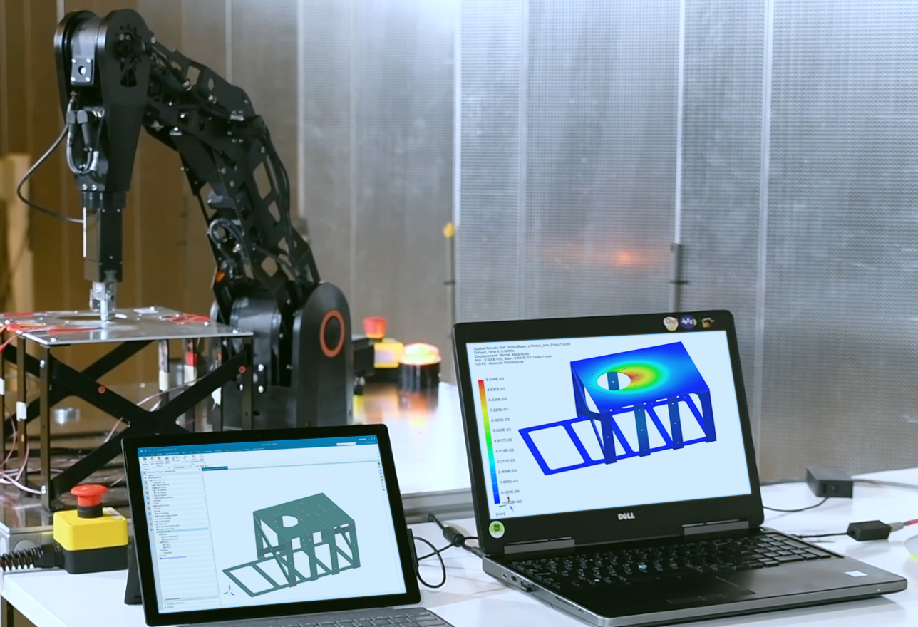 Simcenter 2406 release image showing a smart virtual sensing setup for a durability study,