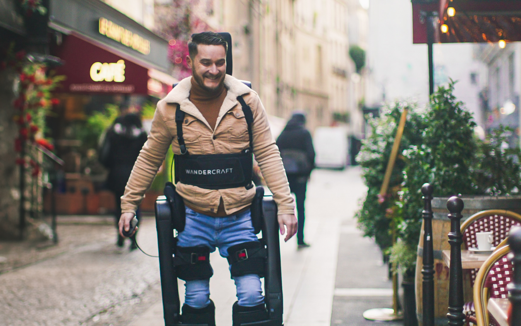 Wandercraft users walking through Paris