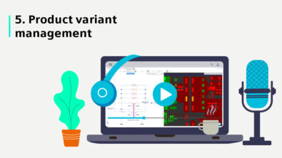 Illustration of a computer with screen showing variant management in PADS Professional Premium