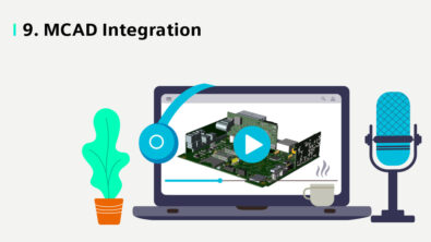 Illustration of a computer showing MCAD integration with PADS Professional Premium