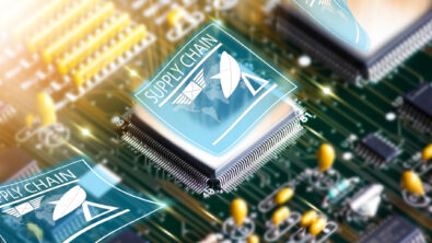 Electronic circuit board with supply chain icon