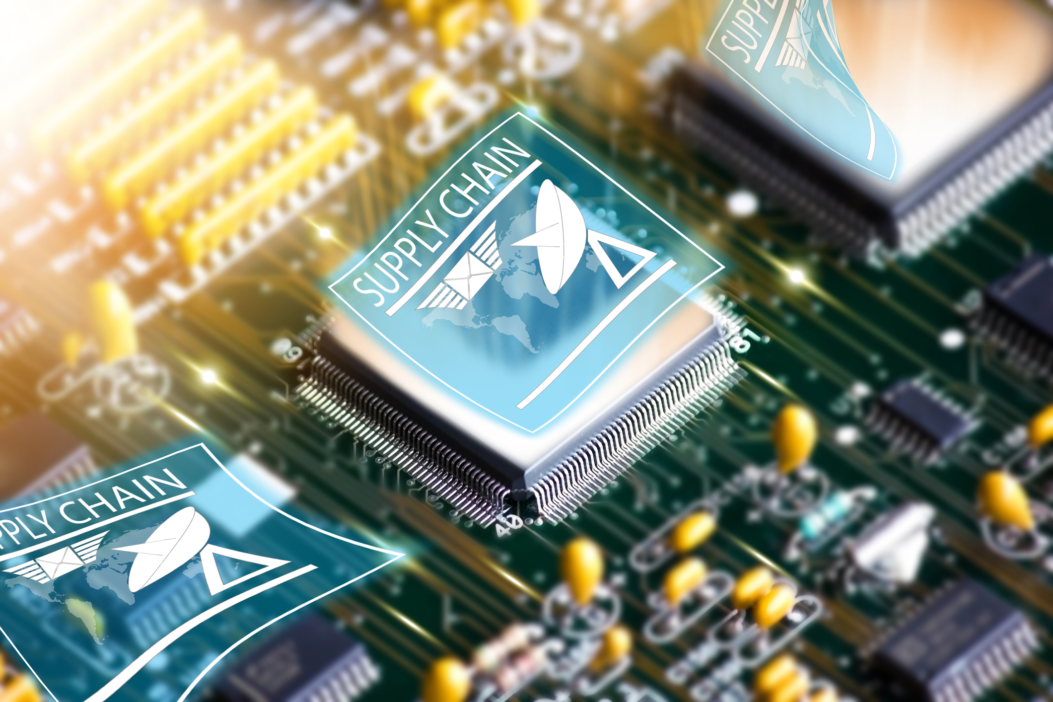 Electronic circuit board with supply chain icon