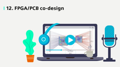 An illustration showing PADS FPGA/PCB co-design on a computer screen.