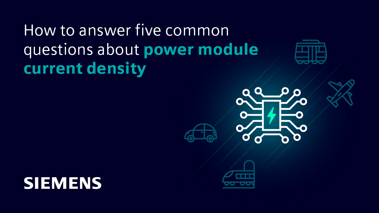 Illustration of a power module with text that says How to answer five common questions about power module current density